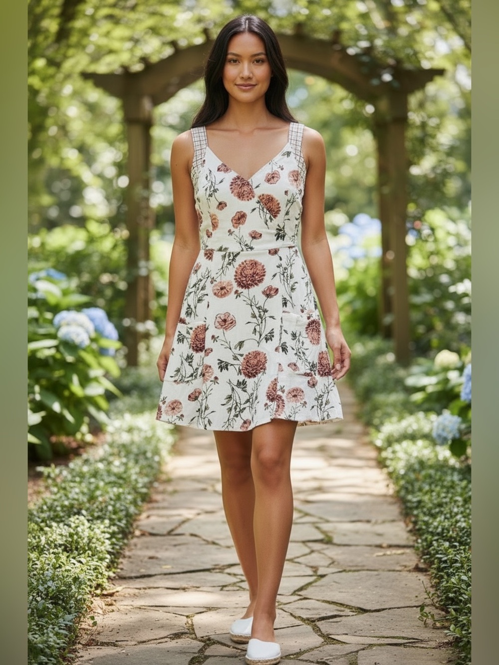 Kimchi Blue Floral Cross Back Fit & Flare Dress Size 2 with Pockets